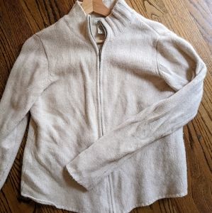 L.L. Bean front zip cream sweater